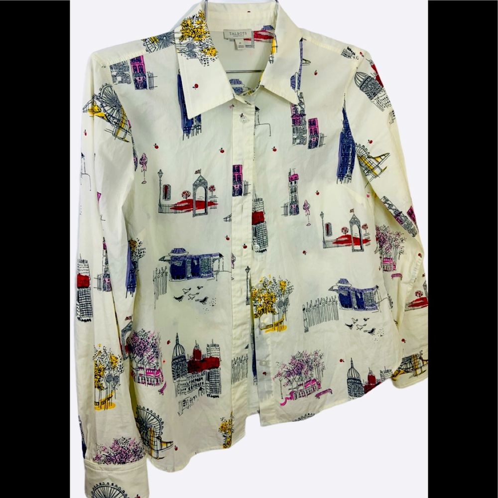COPY - Talbots printed village button down shirt
